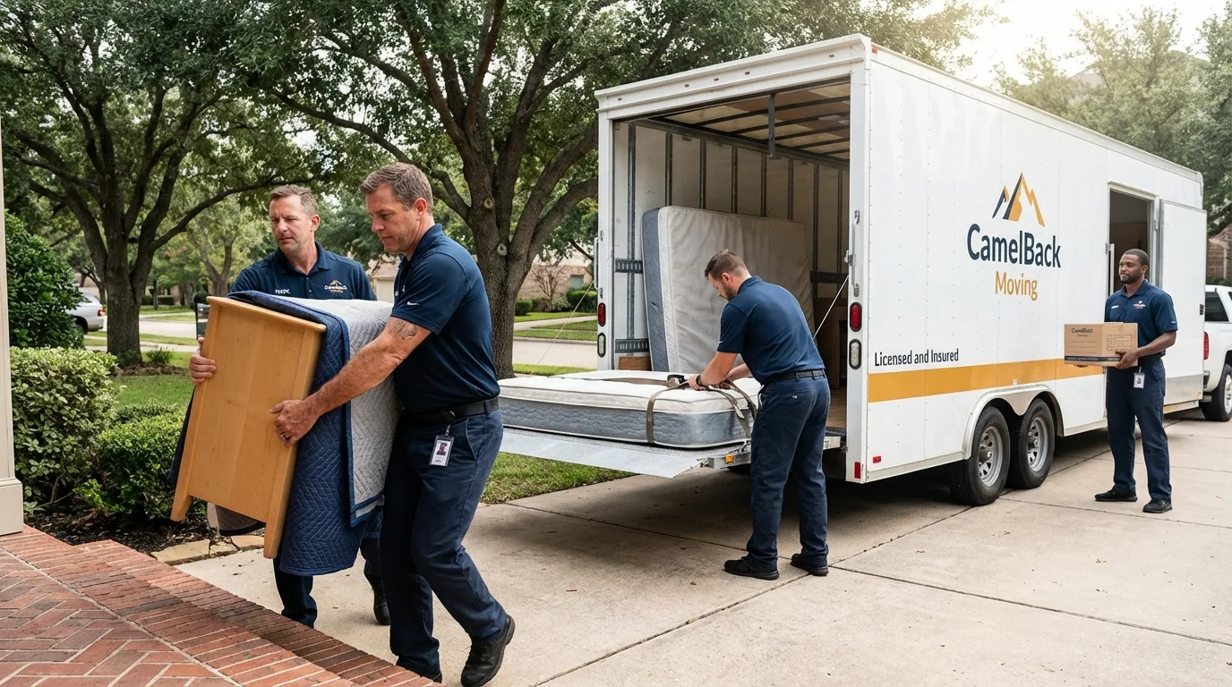Crew loading residential truck for cross-state move from Gray, GA