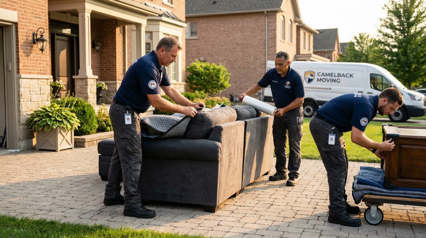 Large estate moving crew wrapping furniture in Gray, GA