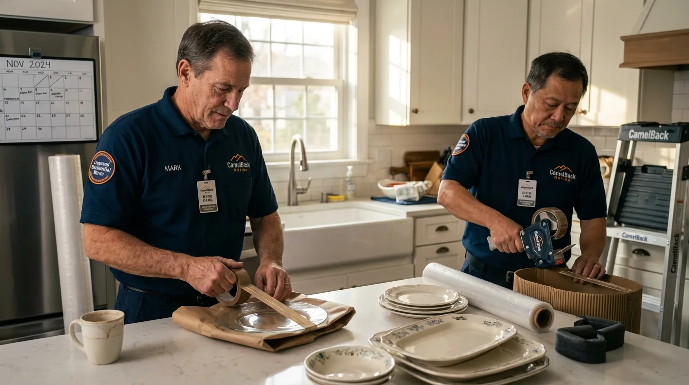 Professional crew packing kitchen dishware in Gray, GA